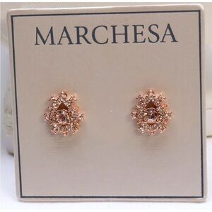 Marchesa Crystal Rose Gold Stud Post Earrings NWT